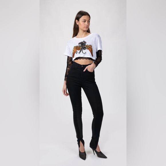 WeWoreWhat High Rise Skinny Leg Zip in Color Jet Size 25 - Picture 1 of 6
